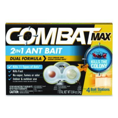 Combat® Max 2-in-1 Ant Bait, 0.84 oz, 4 Bait Stations Insect Killer Baits & Traps - Office Ready