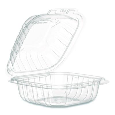 Dart® Microwaveable Hinged Containers, ProPlanet, 6.31 x 6.31 x 3, Clear, Plastic, 300/Carton Takeout Food Containers - Office Ready