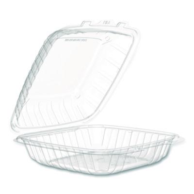 Dart® Microwaveable Hinged Containers, ProPlanet, 9 x 8.75 x 3, Clear, Plastic 150/Carton Takeout Food Containers - Office Ready