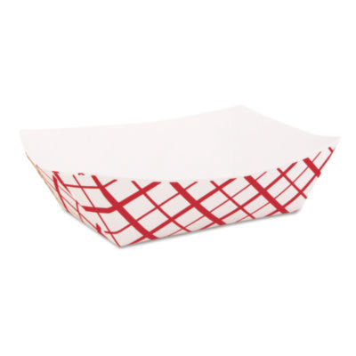 SCT® Paper Food Baskets, 2 lb Capacity, Red/White, Paper, 1,000/Carton Food Trays - Office Ready