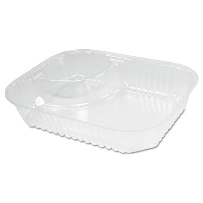 Dart® ClearPac® Nacho Tray, 2 Compartments, 3.3 oz, 6.2 x 6.2 x 1.6, Clear, Plastic, 500/Carton Food Trays - Office Ready