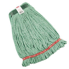Rubbermaid® Commercial Web Foot Shrinkless Wet Mop, Shrinkless, Cotton/Synthetic, Green, Medium