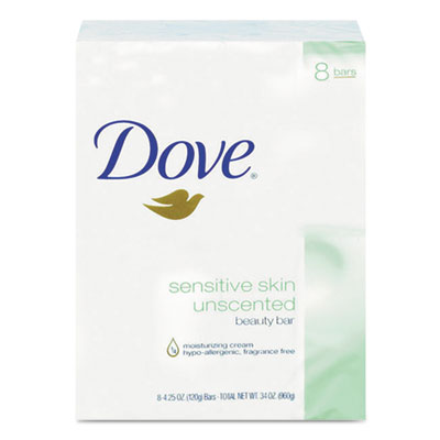 Dove® Sensitive Skin Bath Bar, Unscented, 4.5 oz, 8 Bars/Pack, 9 Packs/Carton Bar Soap - Office Ready