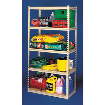 Tennsco Stur-D-Stor Shelving, Five-Shelf, 36.5w x 18.5d x 72h, Sand Multiuse Shelving, Open - Office Ready