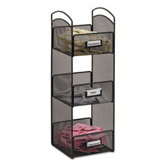 Safco® Onyx™ Breakroom Organizers, 3 Compartments, 6 x 6 x 18, Steel Mesh, Black