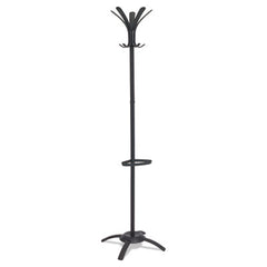 Alba™ CLEO Coat Stand, Stand Alone Rack, Ten Knobs, Steel/Plastic, 19.75w x 19.75d x 68.9h, Black