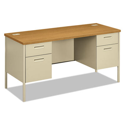HON® Metro Classic Kneespace Credenza, 60w x 24d x 29.5h, Harvest/Putty Double Pedestal Credenza Desks - Office Ready
