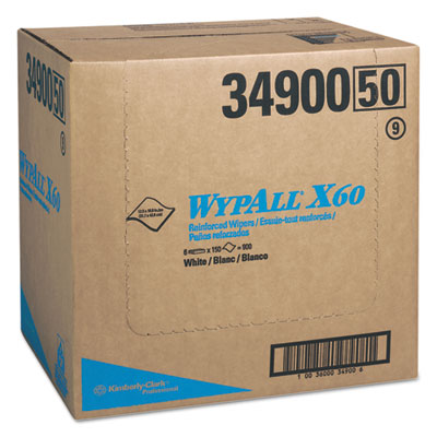 WypAll® General Clean X60 Cloths, Flat Sheet, 12.5 x 16.8, White, 150/Box, 6 Boxes/Carton Shop Towels and Rags - Office Ready