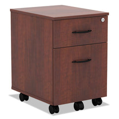 Alera® Alera® Valencia™ Series Mobile Box/File Pedestal, Left/Right, 2-Drawers: Box/File, Legal/Letter, Medium Cherry, 15.88" x 19.13" x 22.88"
