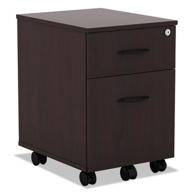 Alera® Alera® Valencia™ Series Mobile Box/File Pedestal, Left or Right, 2-Drawers: Box/File, Legal/Letter, Mahogany, 15.88