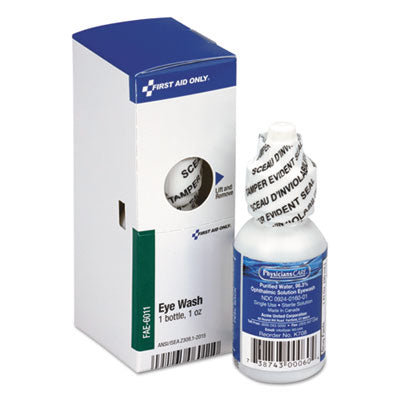 First Aid Only™ Eyewash, 1 oz Bottle Eye Wash Solutions Stand-Alone Saline Wash - Office Ready