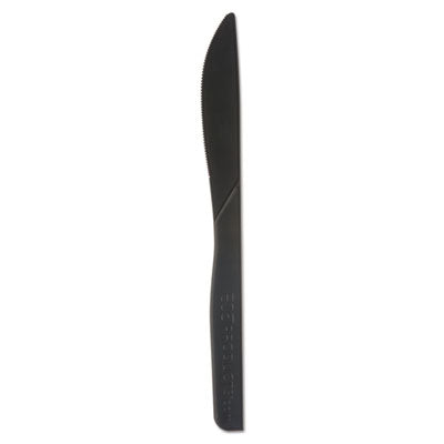 Eco-Products® 100% Recycled Content Cutlery, Knife, Plastic, Black, 50/Pack, 20 Packs/Carton Disposable Knives - Office Ready