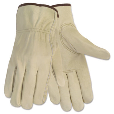 MCR™ Safety Economy Leather Drivers Gloves, Medium, Beige, Pair Driving Gloves - Office Ready