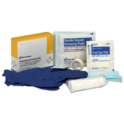 First Aid Only™ Small Wound Dressing Kit, Includes Gauze, Tape, Gloves, Eye Pads, Bandages Sterile Gauze Pads - Office Ready
