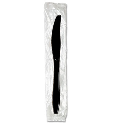 Dixie® Individually Wrapped Heavyweight Utensils, Plastic, Black, 1,000/Carton Disposable Knives - Office Ready