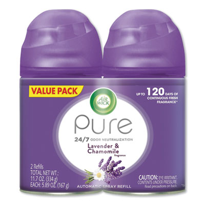 Air Wick® FRESHMATICULTRA Automatic Spray Refills, Lavender/Chamomile, 5.89 oz Aerosol Spray, 2/Pack, 3 Packs/Carton Aerosol Air Freshener/Odor Eliminator Refills - Office Ready