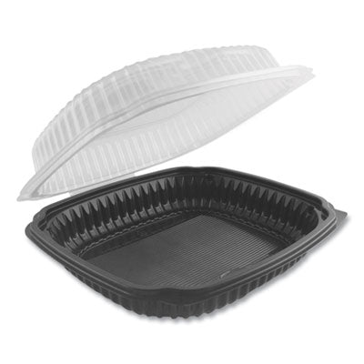 Anchor Packaging Culinary Lites® Microwavable Container, 47.5 oz, 10.56 x 9.98 x 3.18, Clear/Black, Plastic, 100/Carton Takeout Food Containers - Office Ready