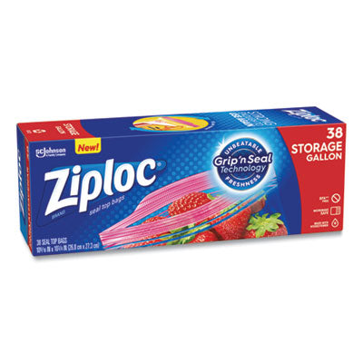 Ziploc® Double Zipper Storage Bags, Triple System Seal, Gallon, 10.56