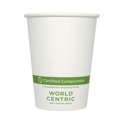 World Centric® Paper Hot Cups, 12 oz, White, 1,000/Carton Hot Drink Cups - Office Ready