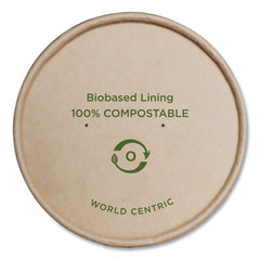 World Centric® Paper Lids for Bowls, 4.6" Diameter, Kraft, 500/Carton