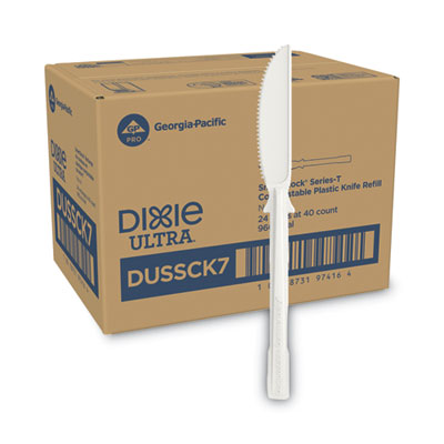 Dixie® SmartStock® Tri-Tower Dispensing System Cutlery, Knife, Natural, 40/Pack, 24 Packs/Carton Disposable Knives - Office Ready