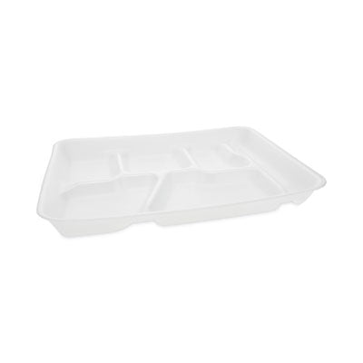 Pactiv Evergreen Foam School Trays, 6-Compartment Tray, 8.5 x 11.5 x 1.25, White, 500/Carton Compartment/Meal Trays - Office Ready