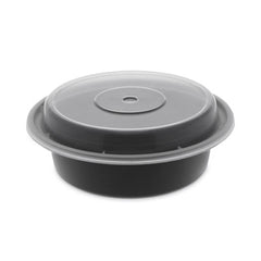 Pactiv Evergreen Newspring® VERSAtainer® Microwavable Containers, 16 oz, 6" Diameter, Black/Clear, Plastic, 150/Carton