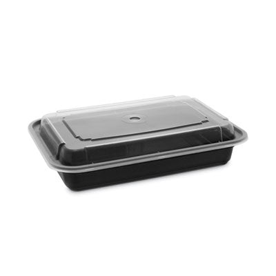 Pactiv Evergreen Newspring® VERSAtainer® Microwavable Containers, 28 oz, 8.8 x 6 x 2, Black Base/Clear Lid, Plastic, 150/Carton Takeout Food Containers - Office Ready
