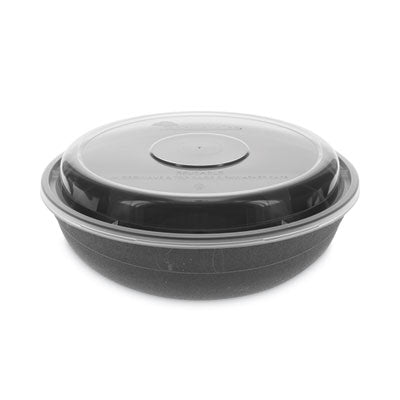 Pactiv Evergreen EarthChoice® Versa2Go Microwaveable Container, 30 oz, 6.8 x 6.8 x 2.2, Black/Clear, Plastic, 150/Carton Storage Food Containers - Office Ready