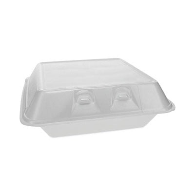 Pactiv Evergreen SmartLock® Foam Hinged Lid Container, Large, 9 x 9.13 x 3.25, White, 150/Carton Takeout Food Containers - Office Ready