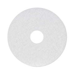 Boardwalk® Polishing Floor Pads, 15" Diameter, White, 5/Carton