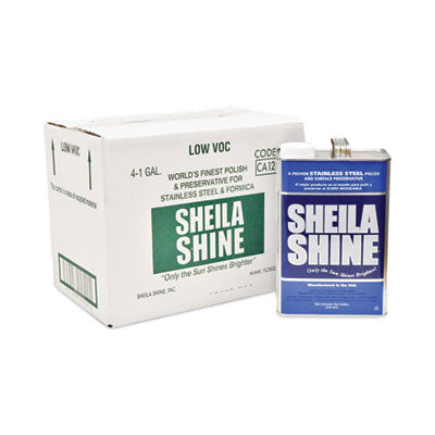 Sheila Shine Stainless Steel Cleaner & Polish, 1 gal Can, 4/Carton Metal Cleaners/Polishes - Office Ready