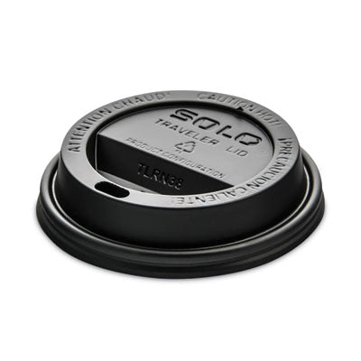 SOLO® Traveler Cappuccino Style Dome Lid, Fits 8 oz Hot Cups, Plastic, Black, 1,000/Carton Hot Cup Dome Lids - Office Ready