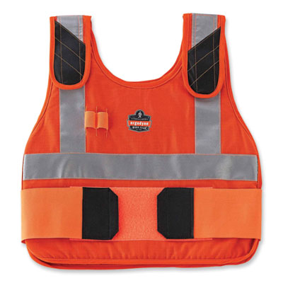 ergodyne® Chill-Its 6215 Premium FR Phase Change Cooling Vest with Packs, Modacrylic Cotton, Large/X-Large, Orange Safety Vests - Office Ready