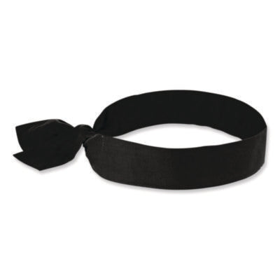ergodyne® Chill-Its 6700 Cooling Bandana Polymer Tie Headband, One Size Fits Most, Black Bandanas - Office Ready