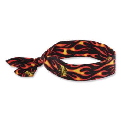 ergodyne® Chill-Its 6700 Cooling Bandana Polymer Tie Headband, One Size Fits Most, Flames Bandanas - Office Ready