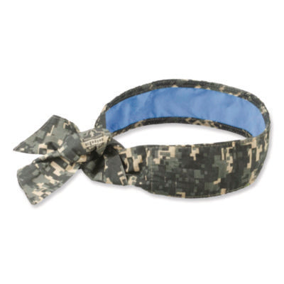 ergodyne® Chill-Its 6700CT Cooling Bandana PVA Tie Headband, One Size Fits Most, Camo Bandanas - Office Ready