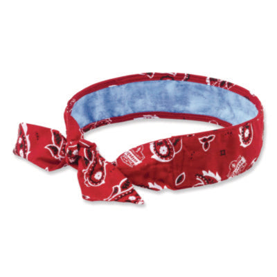 ergodyne® Chill-Its 6700CT Cooling Bandana PVA Tie Headband, One Size Fits Most, Red Western Bandanas - Office Ready