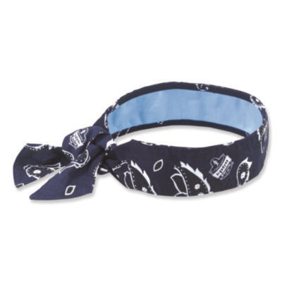 ergodyne® Chill-Its 6700CT Cooling Bandana PVA Tie Headband, One Size Fits Most, Navy Western Bandanas - Office Ready