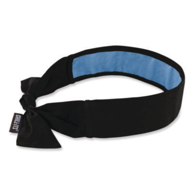 ergodyne® Chill-Its 6700CT Cooling Bandana PVA Tie Headband, One Size Fits Most, Black Bandanas - Office Ready