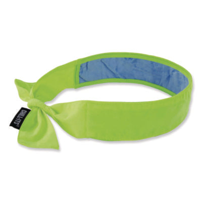 ergodyne® Chill-Its 6700CT Cooling Bandana PVA Tie Headband, One Size Fits Most, Lime Bandanas - Office Ready