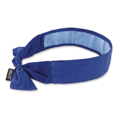 ergodyne® Chill-Its 6700CT Cooling Bandana PVA Tie Headband, One Size Fits Most, Solid Blue Bandanas - Office Ready