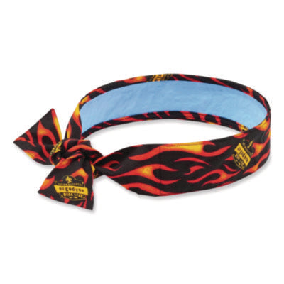 ergodyne® Chill-Its 6700CT Cooling Bandana PVA Tie Headband, One Size Fits Most, Flames Bandanas - Office Ready