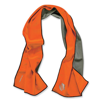 ergodyne® Chill-Its 6602MF Evaporative Microfiber Cooling Towel, 40.9 x 9.8, One Size Fits Most, Microfiber, Orange Cooling Towels - Office Ready