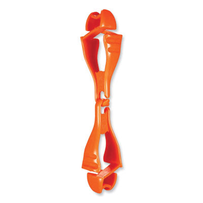 ergodyne® Squids® 3400 Dual Clip Glove Clip Holder, 1 x 1 x 6.5, Acetal Copolymer, Orange Glove Grabbers - Office Ready