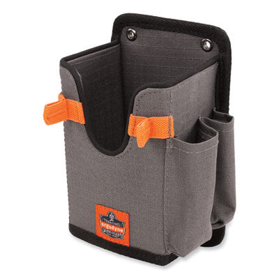 ergodyne® Squids® 5543 Handheld Barcode Scanner Mount Holder with Fastener Straps, 2 Compartments, 3.5 x 2.5 x 7.3, Gray Hand Tool Organizer Holsters - Office Ready