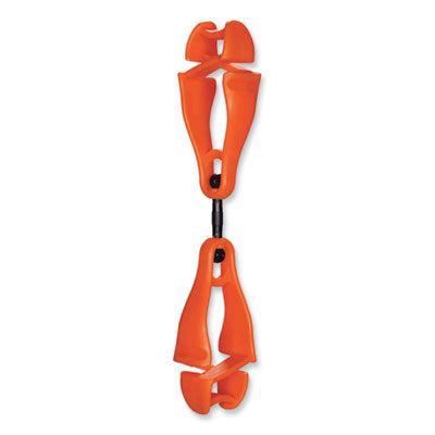 ergodyne® Squids® 3420 Dual Clip Swivel Glove Clip Holder, 1 x 0.6 x 5.5, Acetal Copolymer, Orange Glove Grabbers - Office Ready
