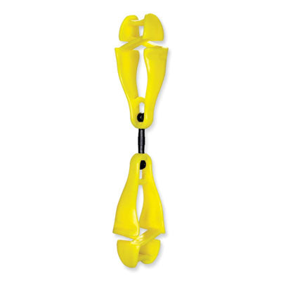 ergodyne® Squids® 3420 Dual Clip Swivel Glove Clip Holder, 1 x 0.6 x 5.5, Acetal Copolymer, Lime, 100/Pack Glove Grabbers - Office Ready