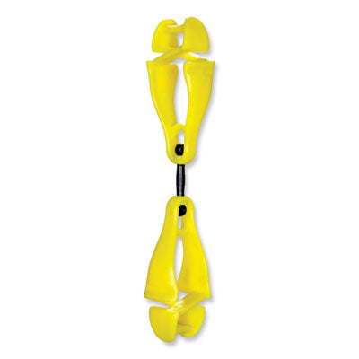 ergodyne® Squids® 3420 Dual Clip Swivel Glove Clip Holder, 1 x 0.6 x 5.5, Acetal Copolymer, Lime Glove Grabbers - Office Ready