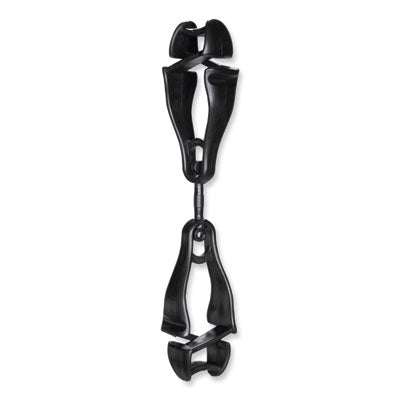 ergodyne® Squids® 3420 Dual Clip Swivel Glove Clip Holder, 1 x 0.6 x 5.5, Acetal Copolymer, Black Glove Grabbers - Office Ready